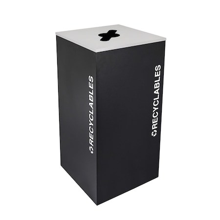 Ex-Cell Kaiser 36-Gal. Square Receptacle - Recyclables decal, Black RC-KD36-R BLX